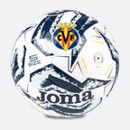 Balón Joma Villarreal CF blanco y marino, vista con el escudo