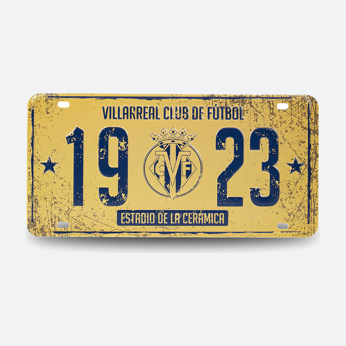 Placa metálica Villarreal CF 1923, vista frontal