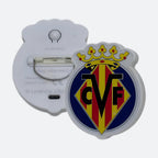 Escudo Luminoso Portable Villarreal CF, frontal y trasera con imperdible y USB-C